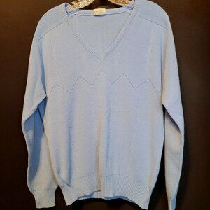 Vintage Pullover Sweater Andriano V Neck Light Blue Golf Sweater Acrylic Large